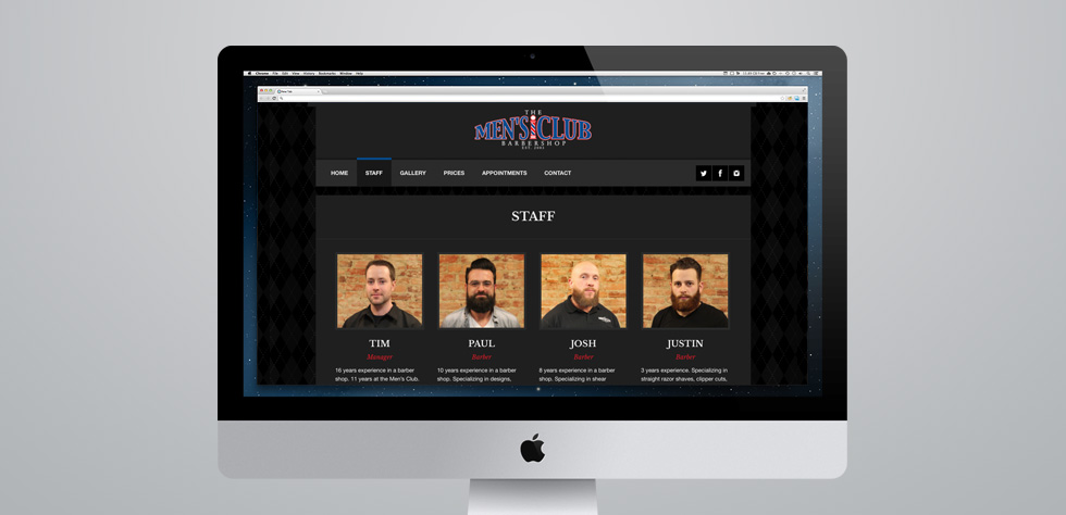Men's Club Barbershop Website
